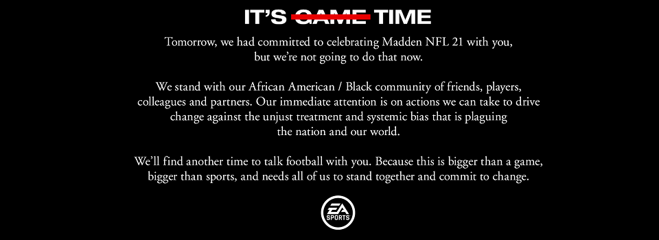 EA Delays Madden NFL 21 In Show of Solidarity