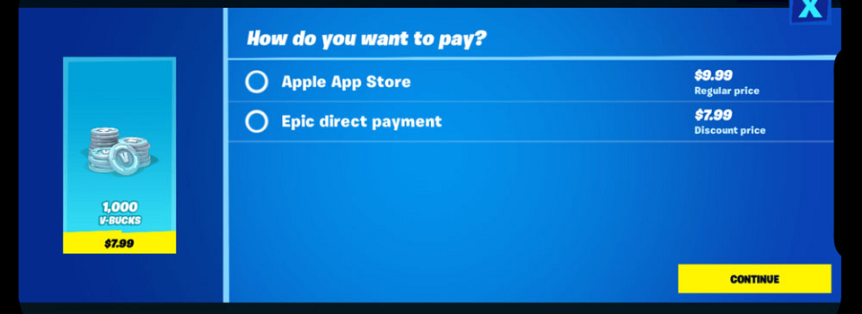 Epic Offers Discounts to Use Direct Purchasing on Fortnite Mobile